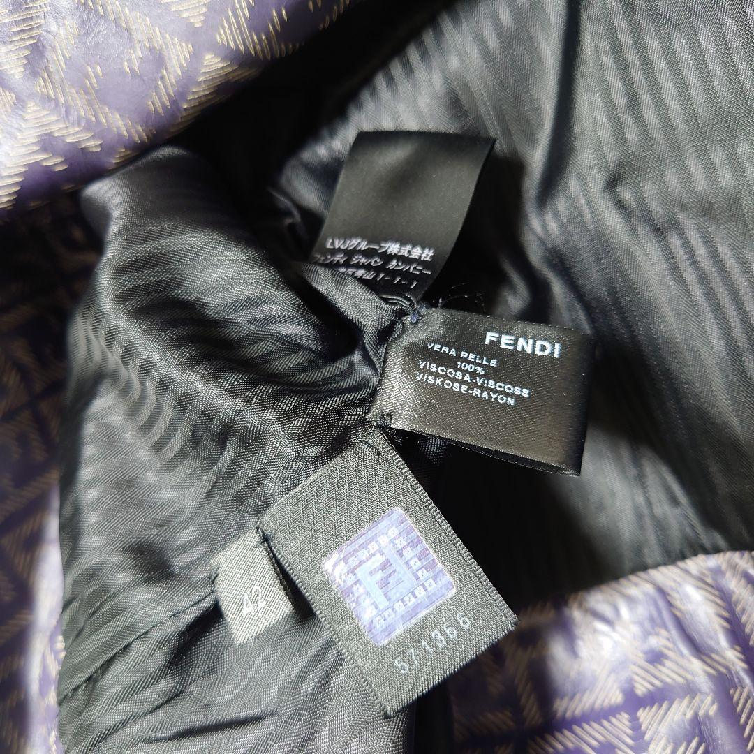 オールドフェンディ 本革レザー タイトスカート ズッカ柄 総柄 Y2K イタリア