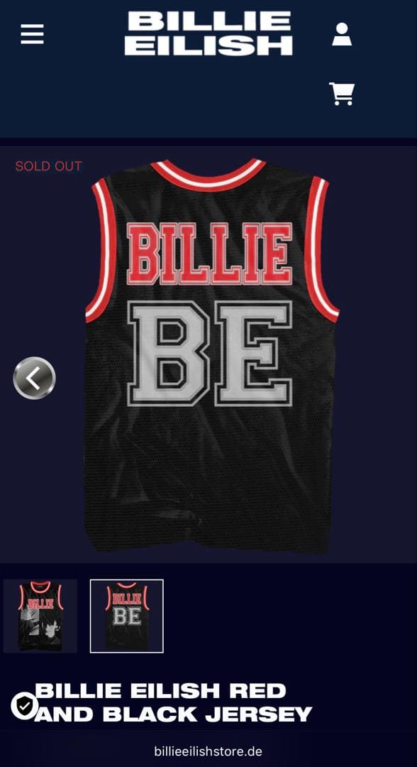 【。】Billie Eilish Red and Black Jersey