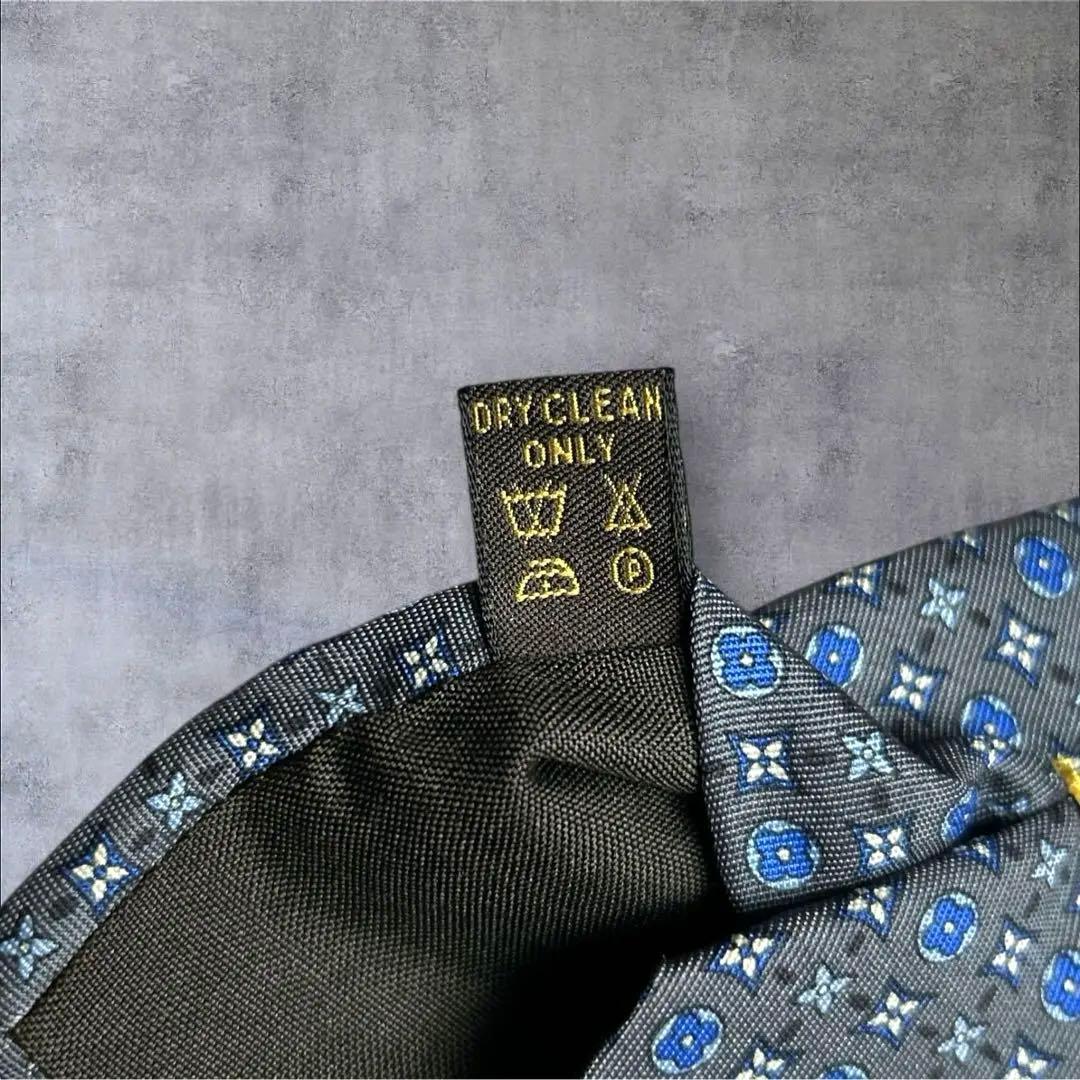 美品　LOUIS VUITTON ネクタイ　モノグラム　グレー　ブルー