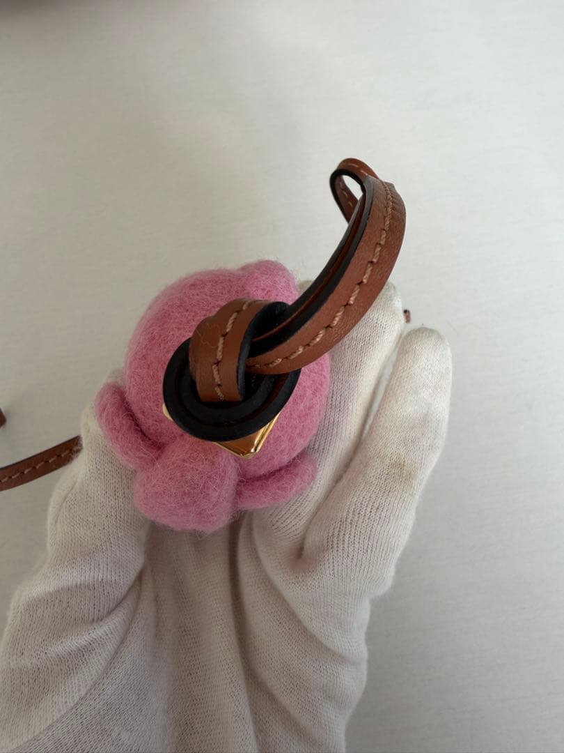 【ロエベ】エレファント チャーム（フェルト&カーフ）キーチャーム　ゾウ　ピンク