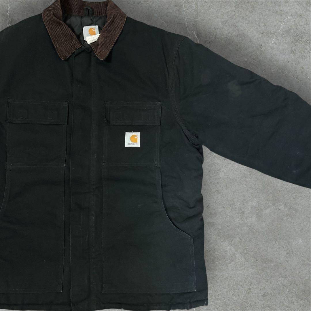 54]カーハート パッチロゴ ダック地 トラディッショナルコートジャケット古着