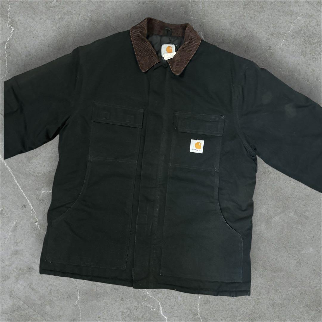 54]カーハート パッチロゴ ダック地 トラディッショナルコートジャケット古着