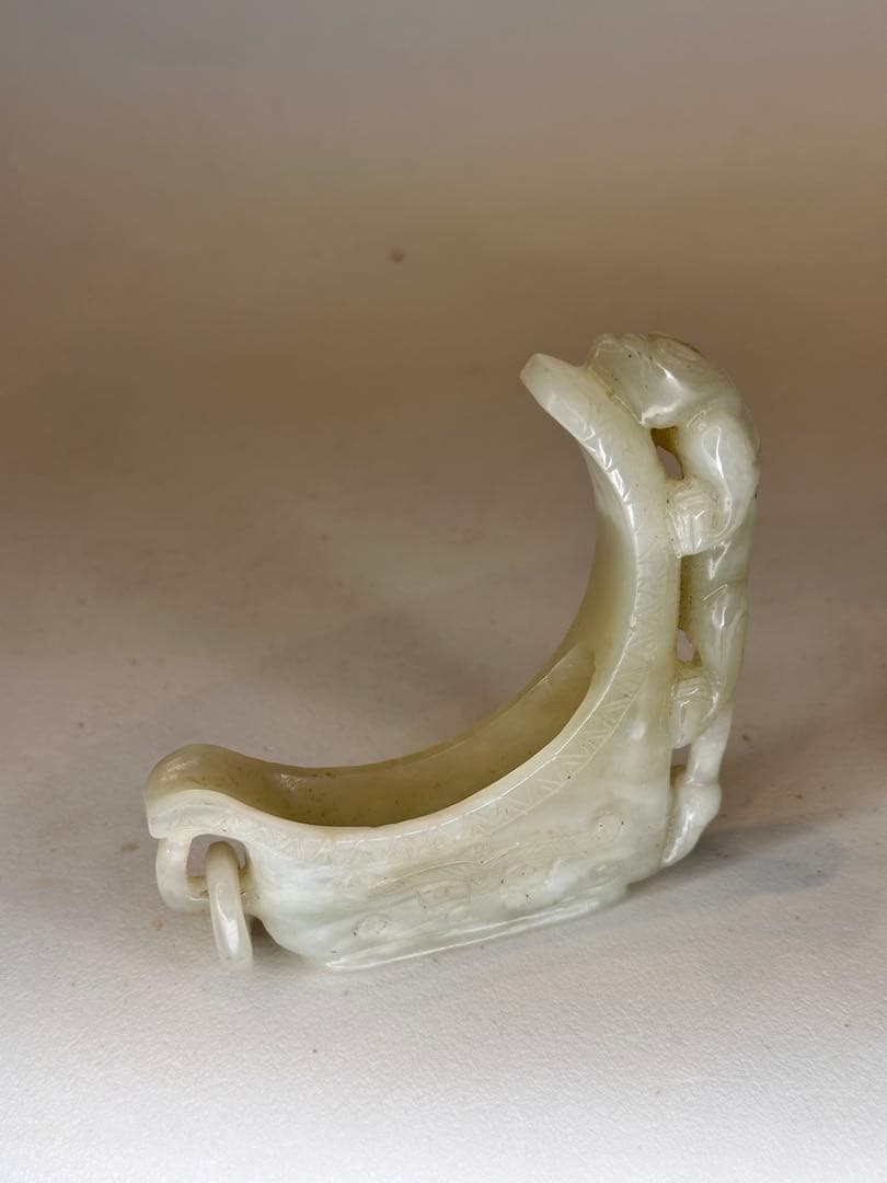 白玉 龍紋 筆架 龍彫 雕刻 文房具 古董品