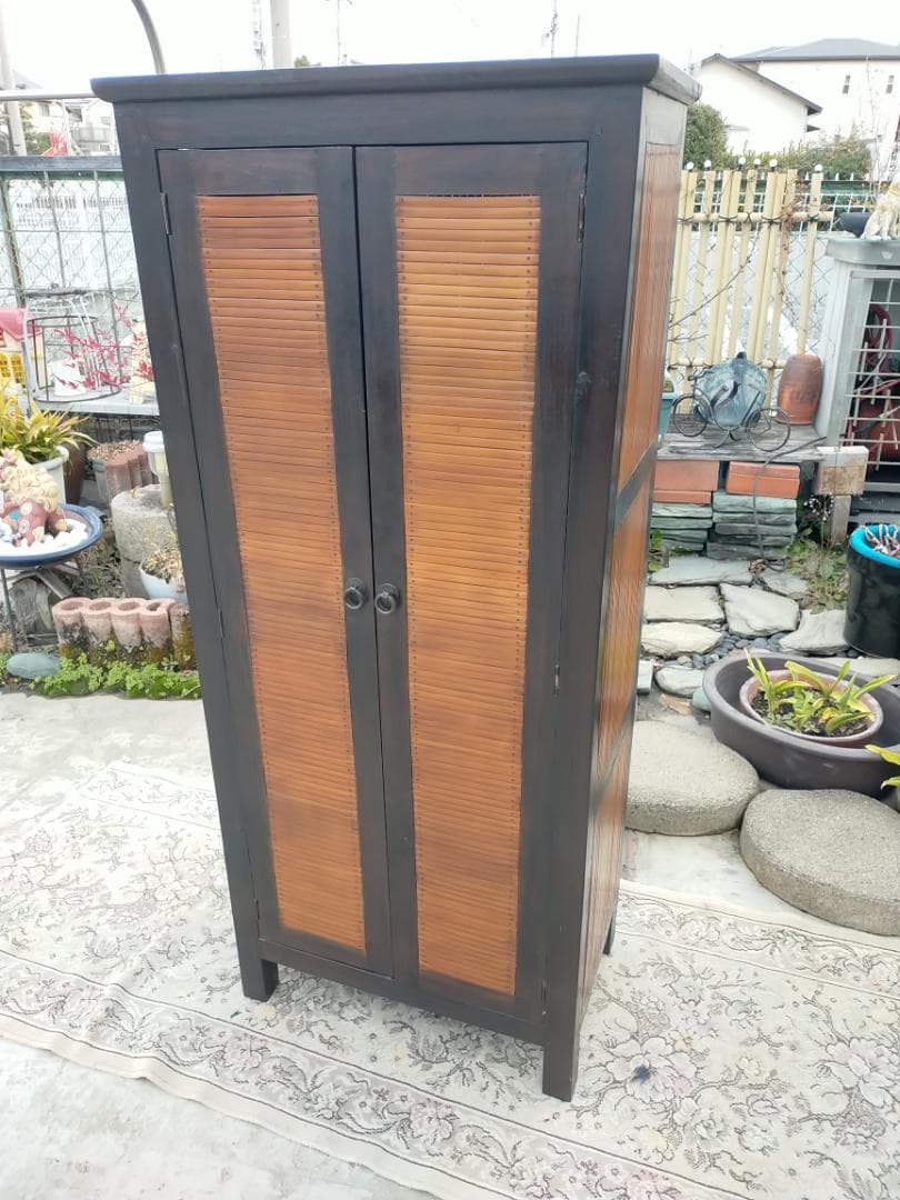 (配送/設置込み) チーク材☆バンブーキャビネット☆南国リゾート☆竹家具☆無垢材