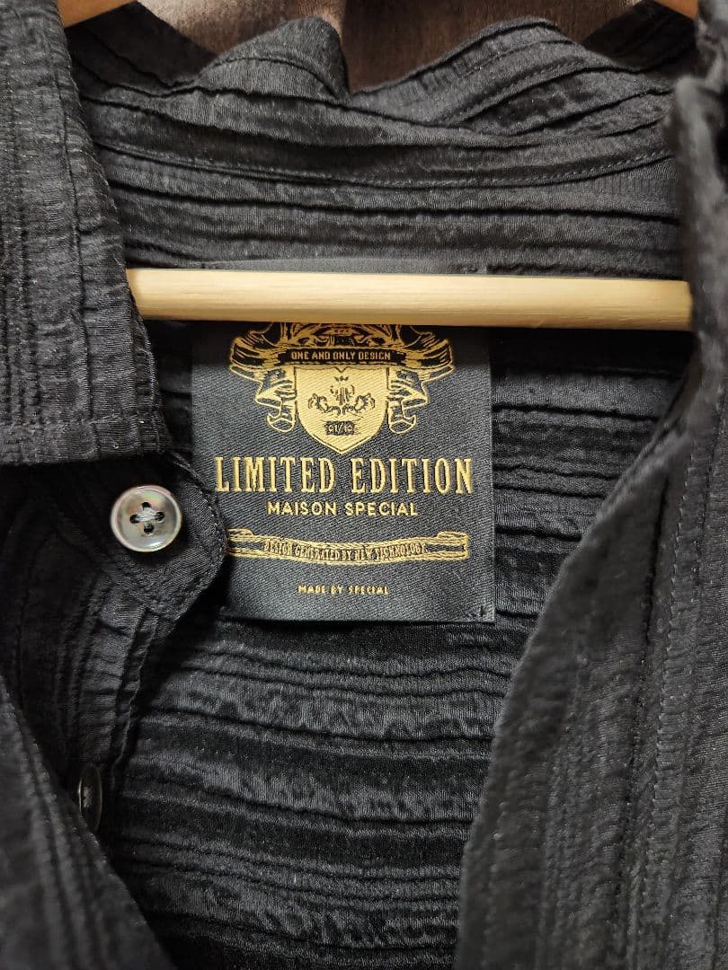 MAISON SPECIAL ストライプ ブラックシャツ L　最終値引き7日まで