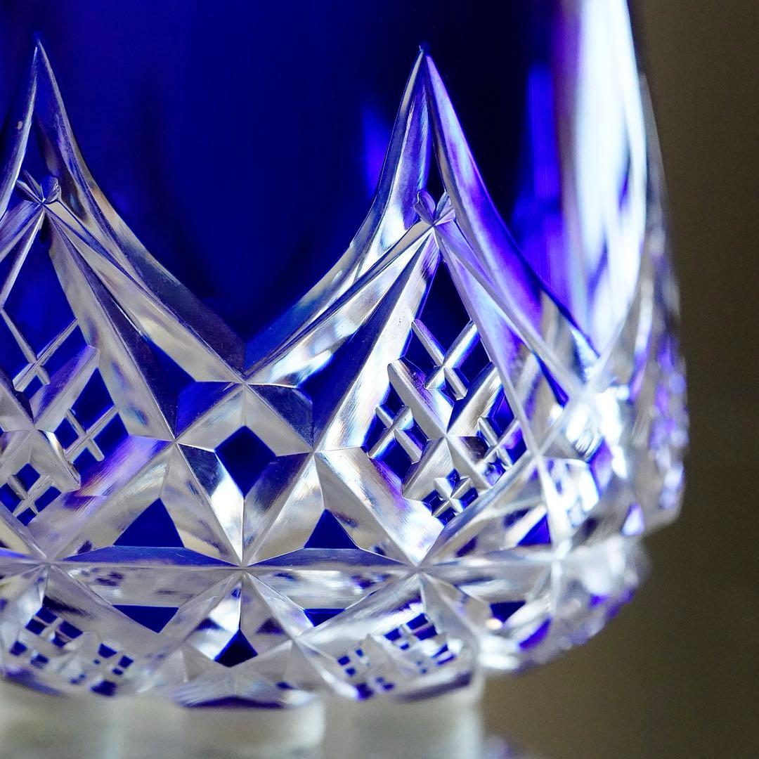 美品★希少オールドバカラBACCARAT コルベール ブルー色被せ 小物入れ A