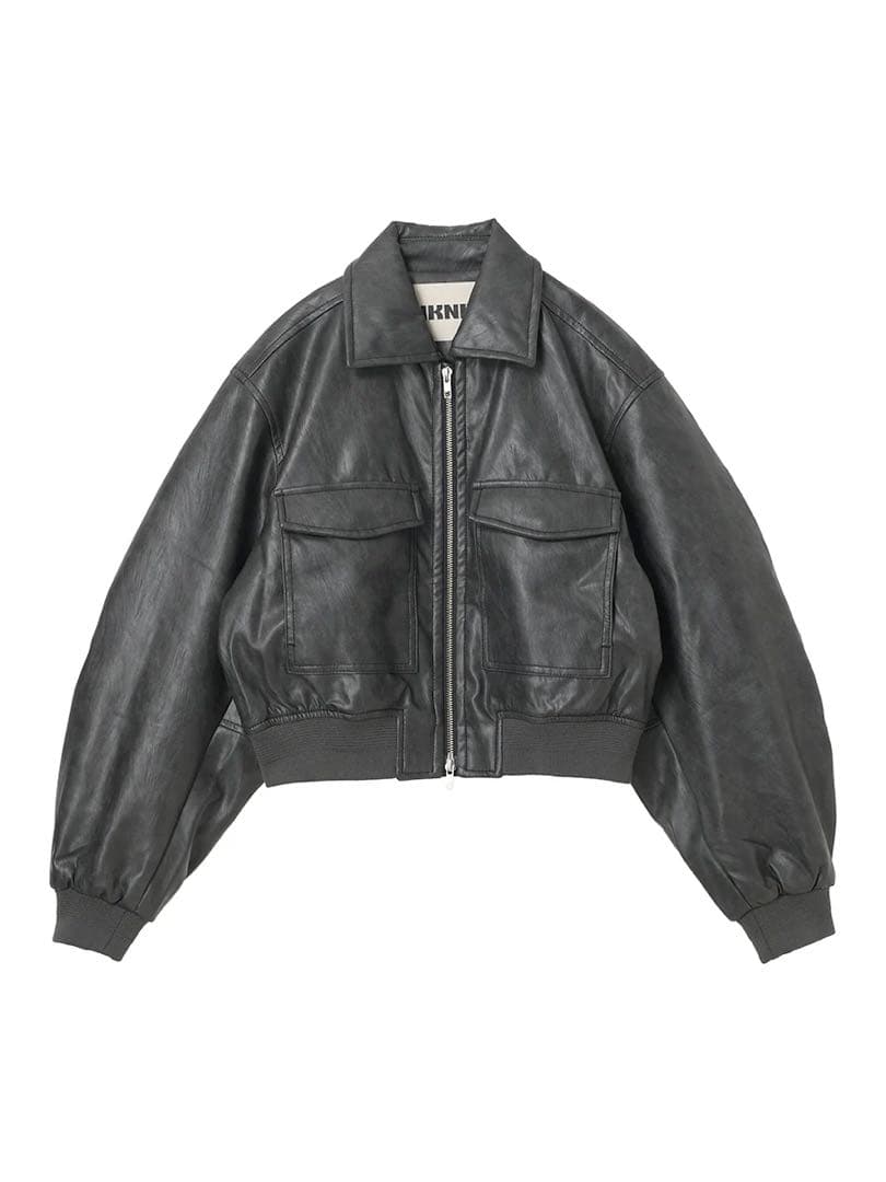 【NKNIT】leather padded short jacket
