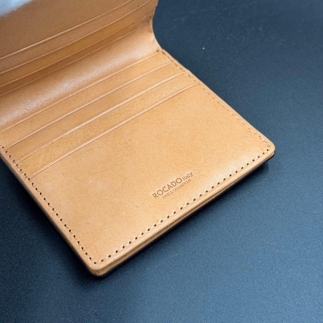 【未使用】ROCADO社製 ロカド シェルコードバン 二つ折り財布 ワインレッド