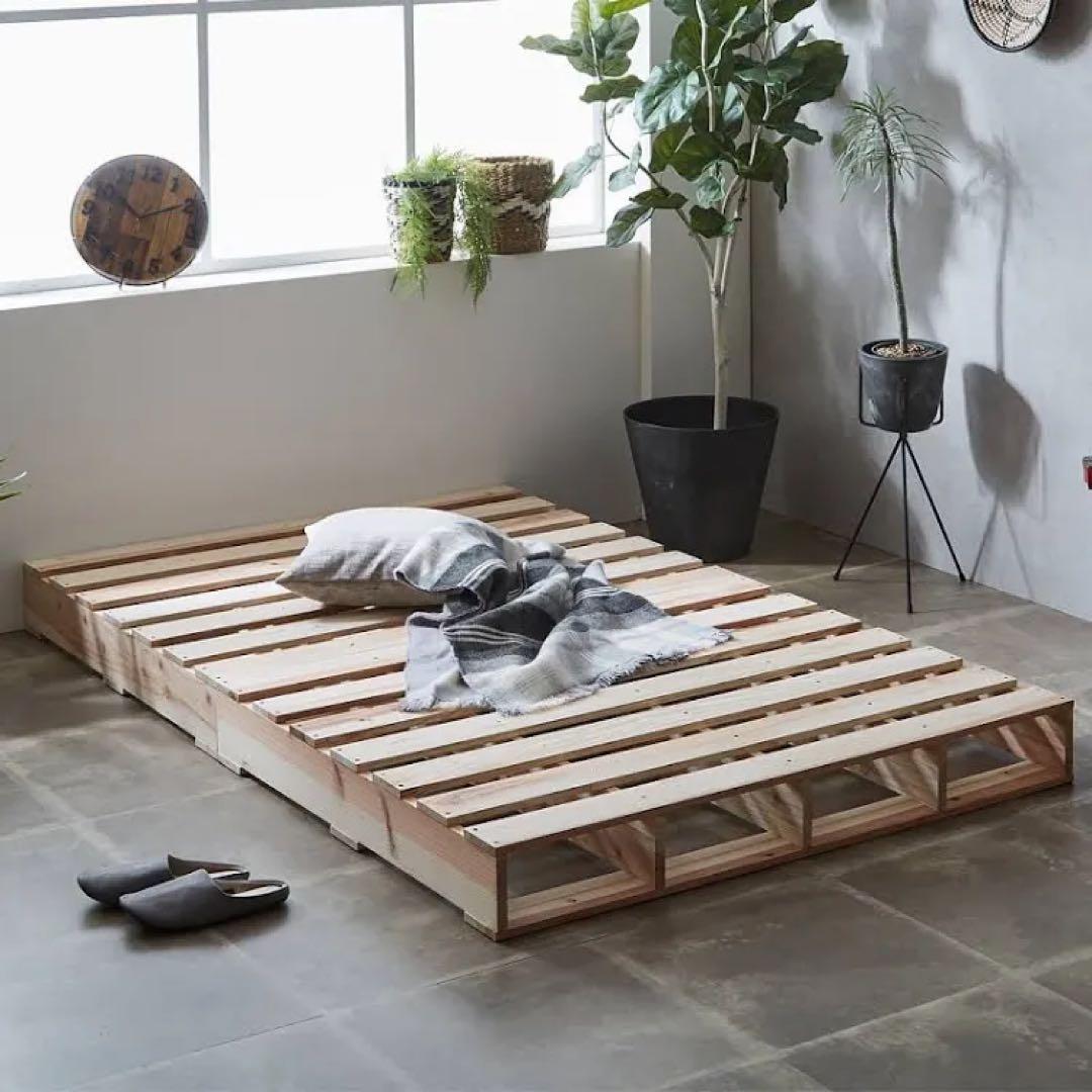 送料込 nerucoすのこベッドフレーム セミダブル パレットベッド 組立済2枚