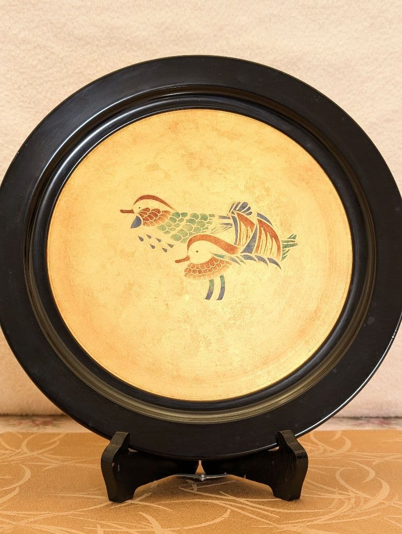 京都　平安 金箔飾り皿 「おしどり」