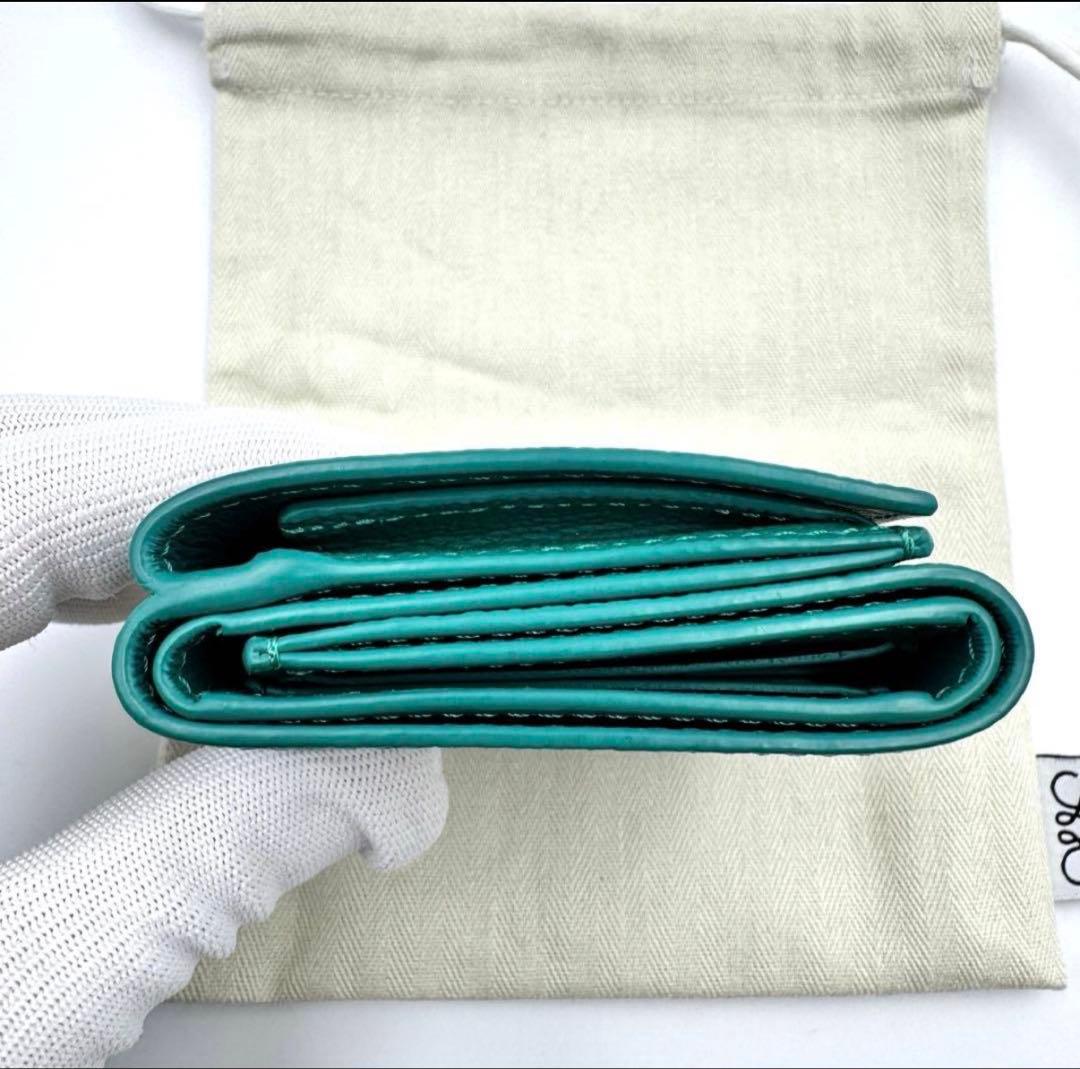 ゆ*こ様 LOEWE トライフォールド　三つ折り財布　エメラルドグリーン　アナグ