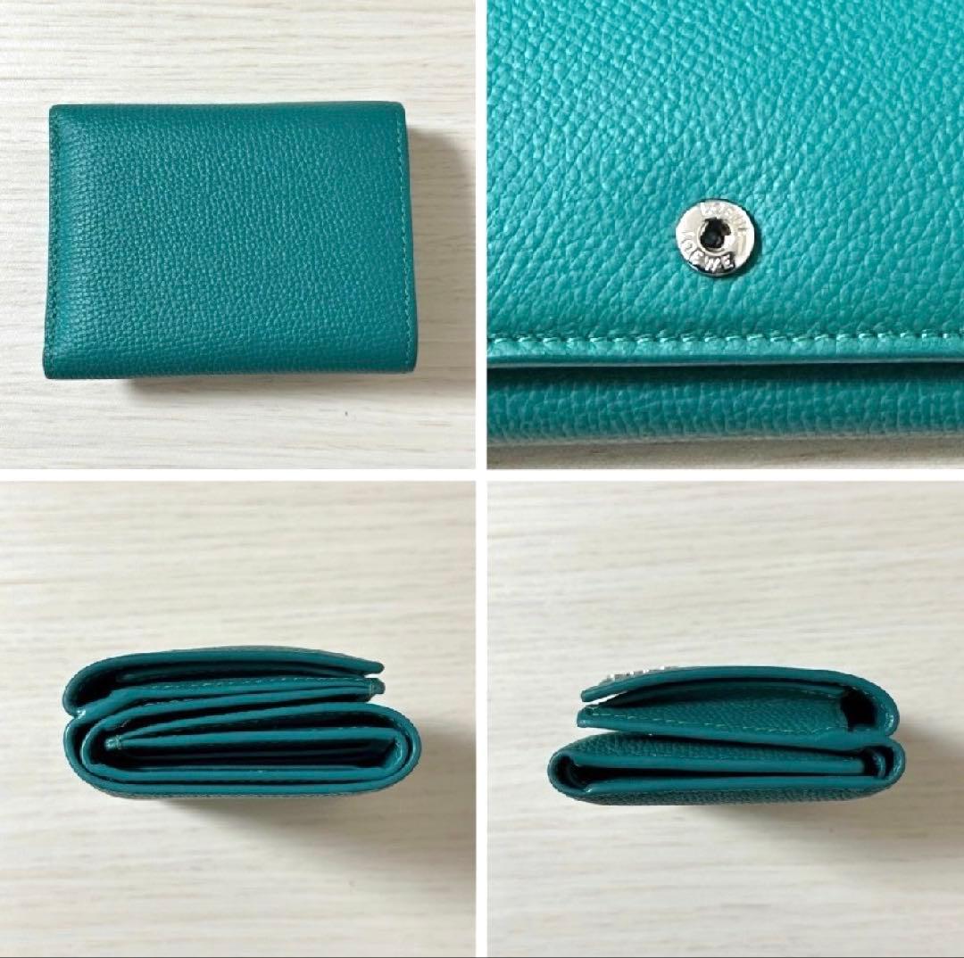 ゆ*こ様 LOEWE トライフォールド　三つ折り財布　エメラルドグリーン　アナグ