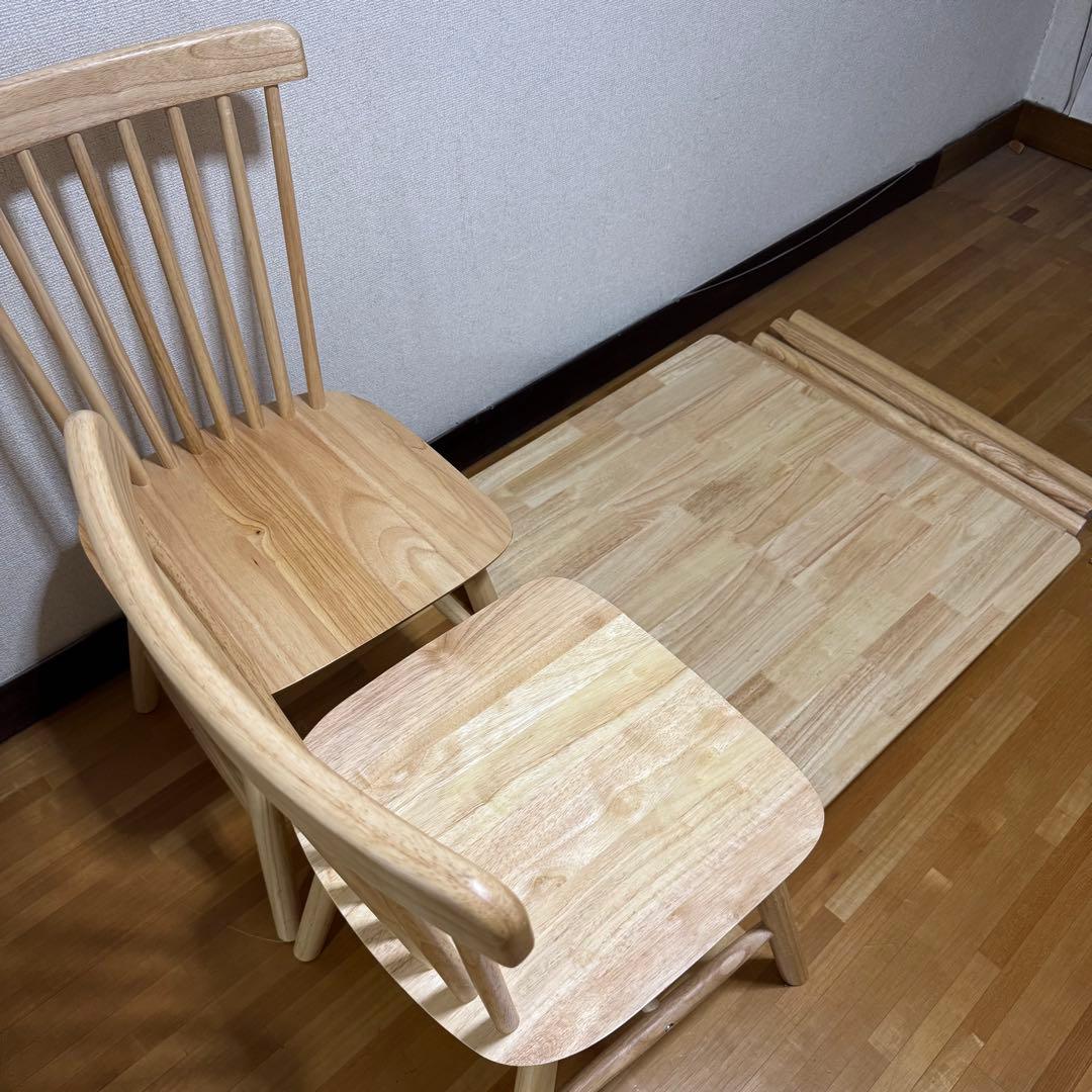 【直接取引のみ】ダイニングテーブル80×80cm＋チェア2脚 重厚感あり