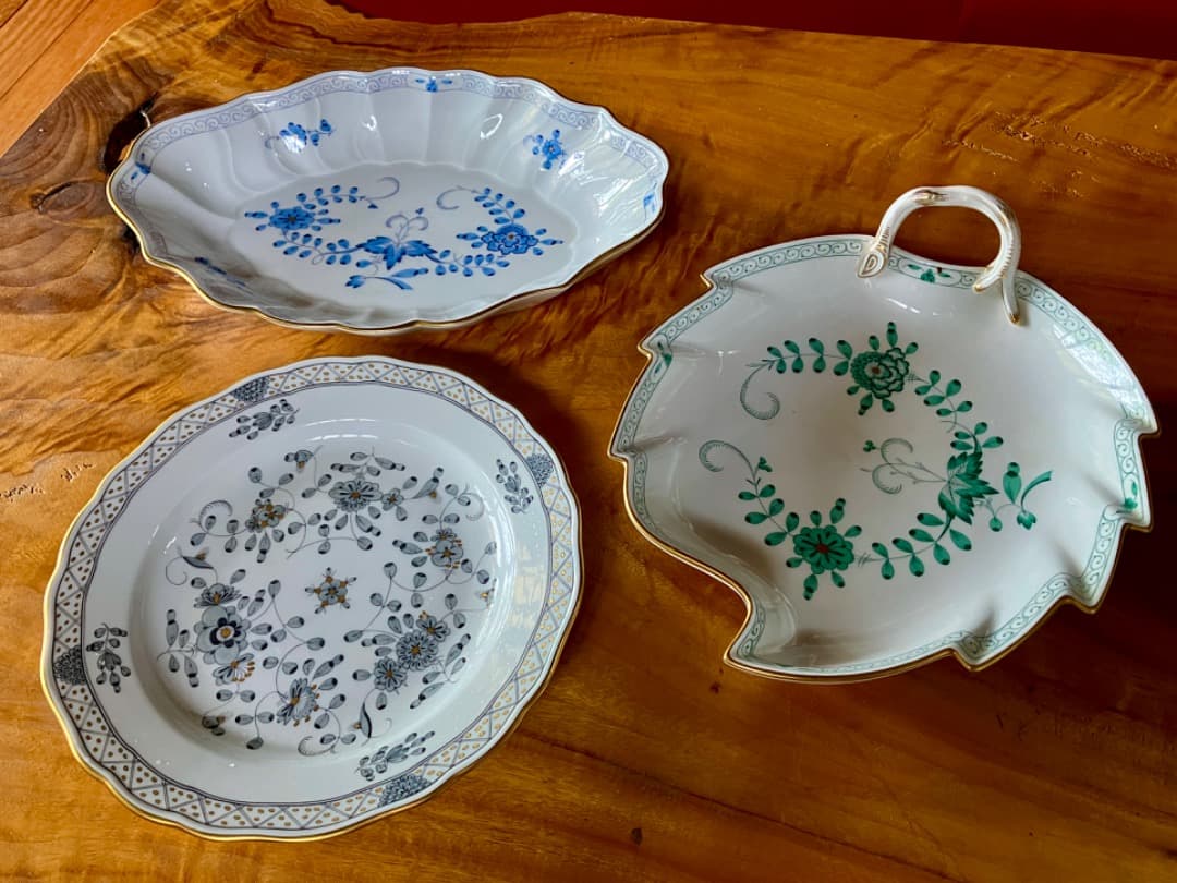 マイセン：インドの華フルーツ、デザート＆菓子皿プレート三種：