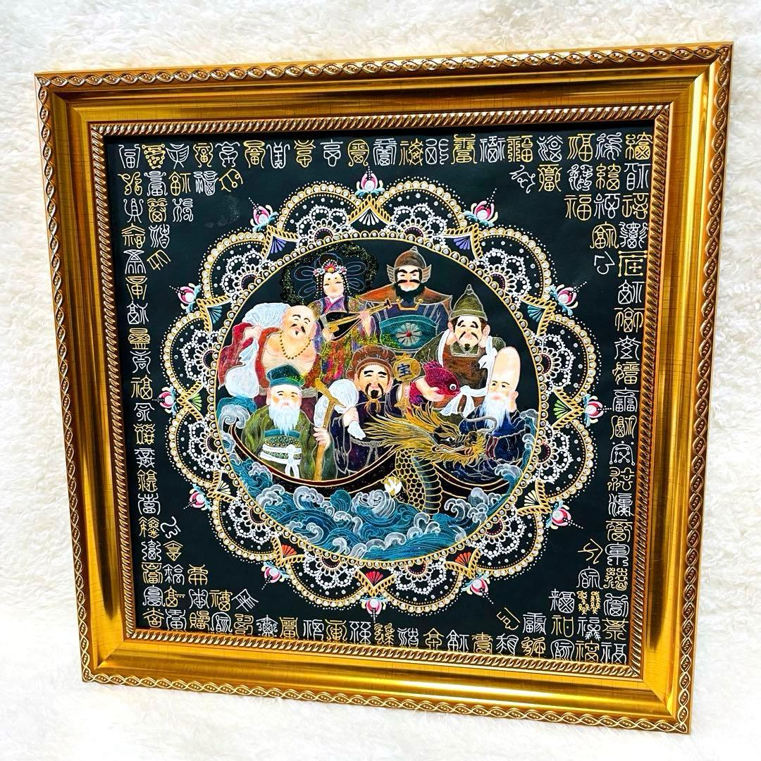 【開運✴︎金龍/七福神】巨大・曼荼羅アート 龍体文字&篆書体 108体 34cm角