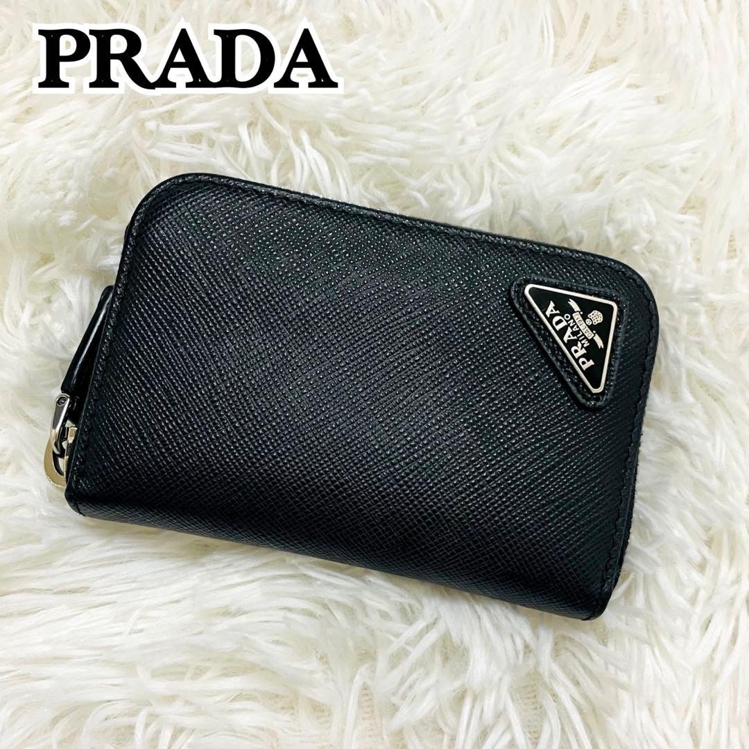 極美✨PRADA ケース ラウンドファスナー サフィアーノレザー 黒