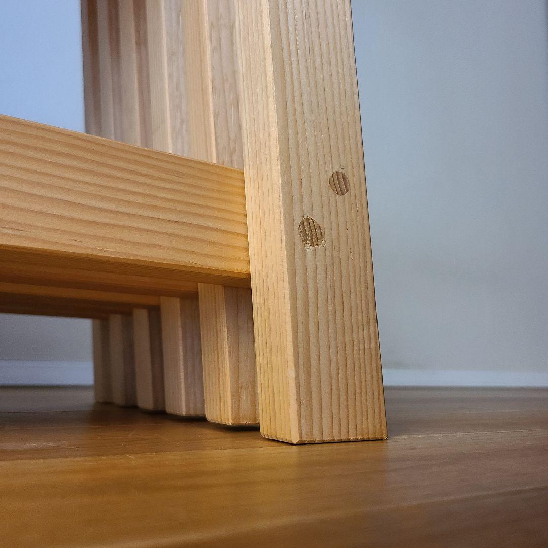 木製スラットデザインテーブル　格子　日本製　職人　サイドテーブル　花台　スツール