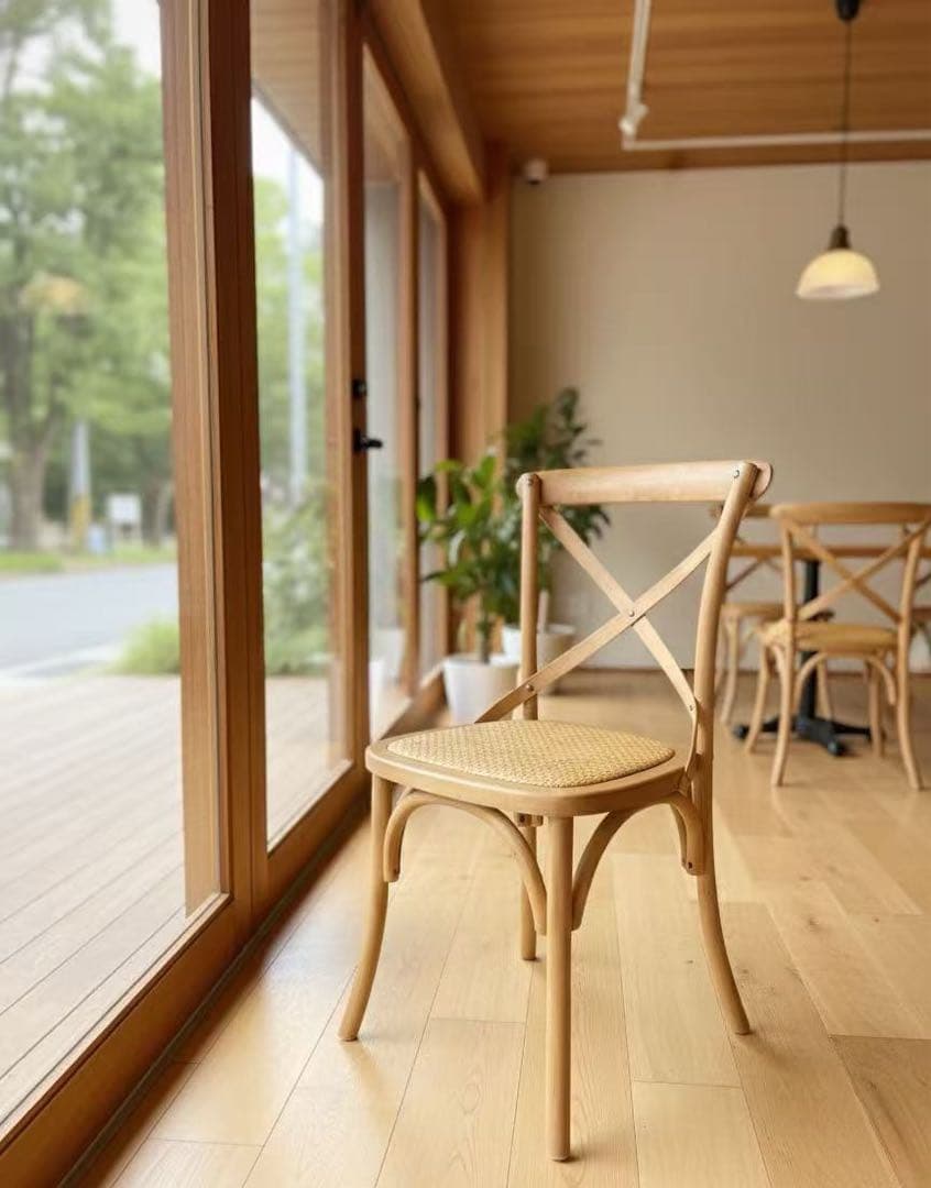 北欧レトロ　曲木 ダイニングチェア 椅子 カフェ 無垢材 リビングチェア