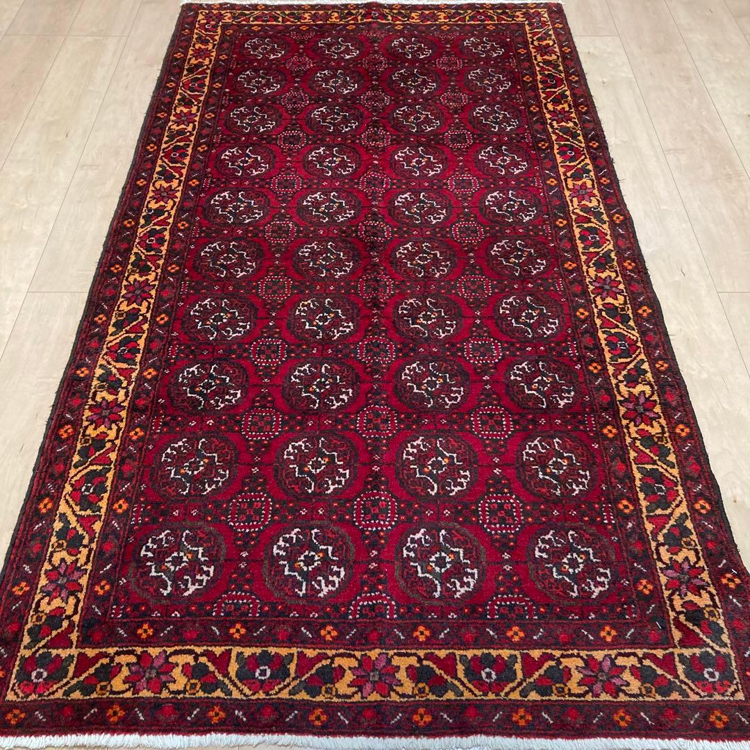 ペルシャ絨毯　トルクメン産　ヴィンテージラグ　トライバルラグ　180x99㎝