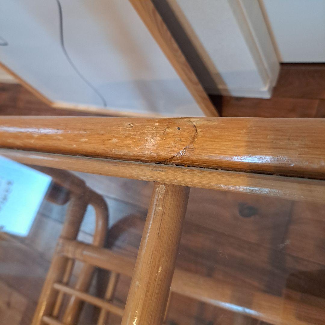 ナチュラル天然素材　ガラス天板×籐ラタンフレーム センターテーブル 籐家具