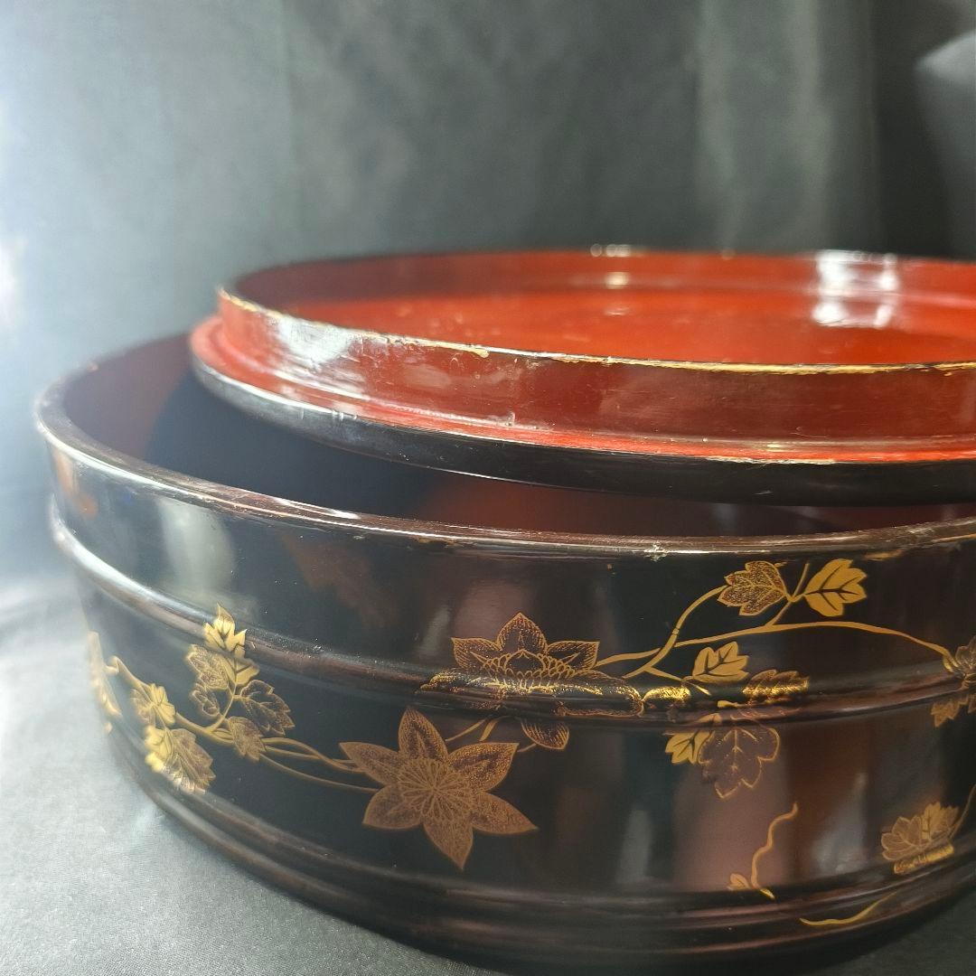茶道具 桃山期蒔絵洗桶 煎茶茶櫃 木製漆器 骨董 時代物 桐箱入り 蒐集家蔵出し