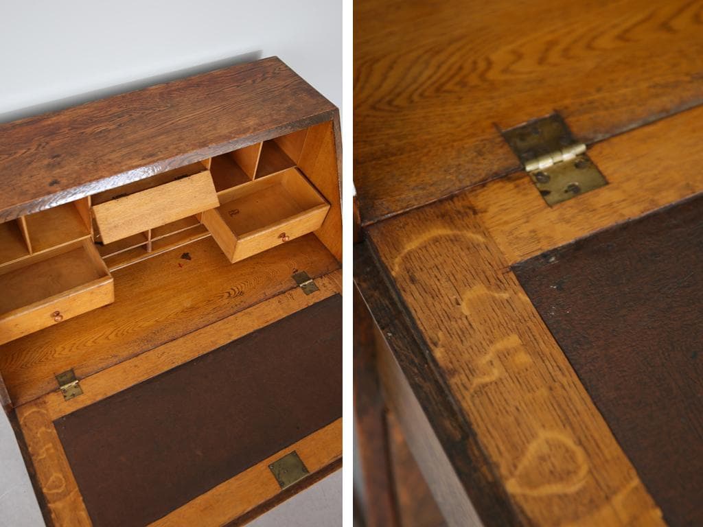 英国アンティーク木製ライティングビューロー/デスク/勉強机チェスト(88-191