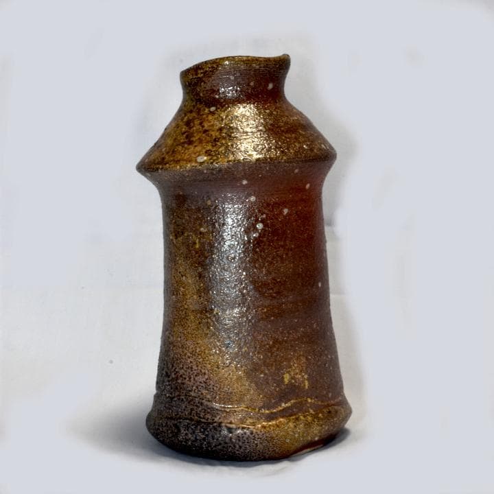 【未使用】信楽焼　宗陶窯　上田寿方の花入れ　「寿の窯・立鼓置花入」