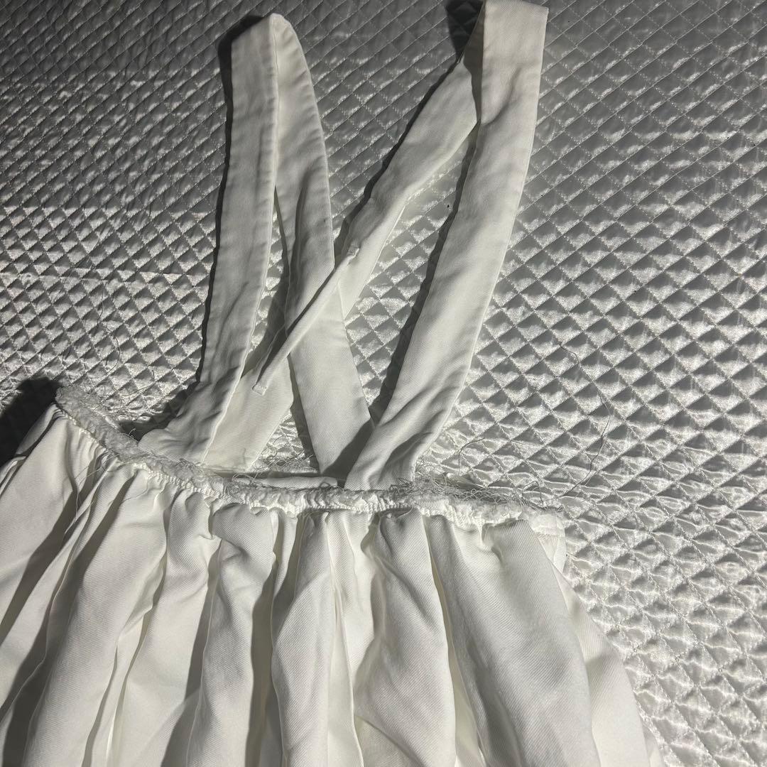 AD2021 ポリエステル縮絨吊りスカート ポリ縮 白 ジャンパー