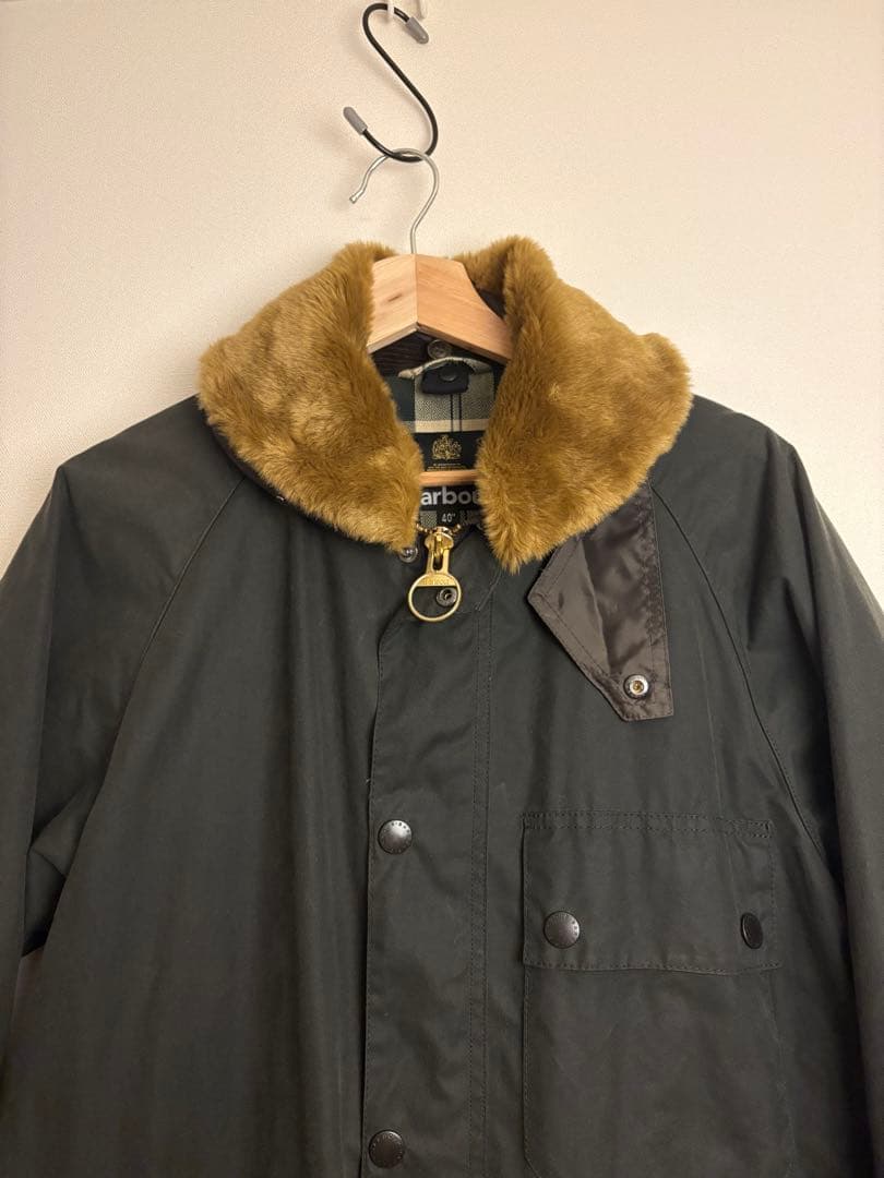 Barbour BEDALEWAXJACKET 40 コート　ファー付き