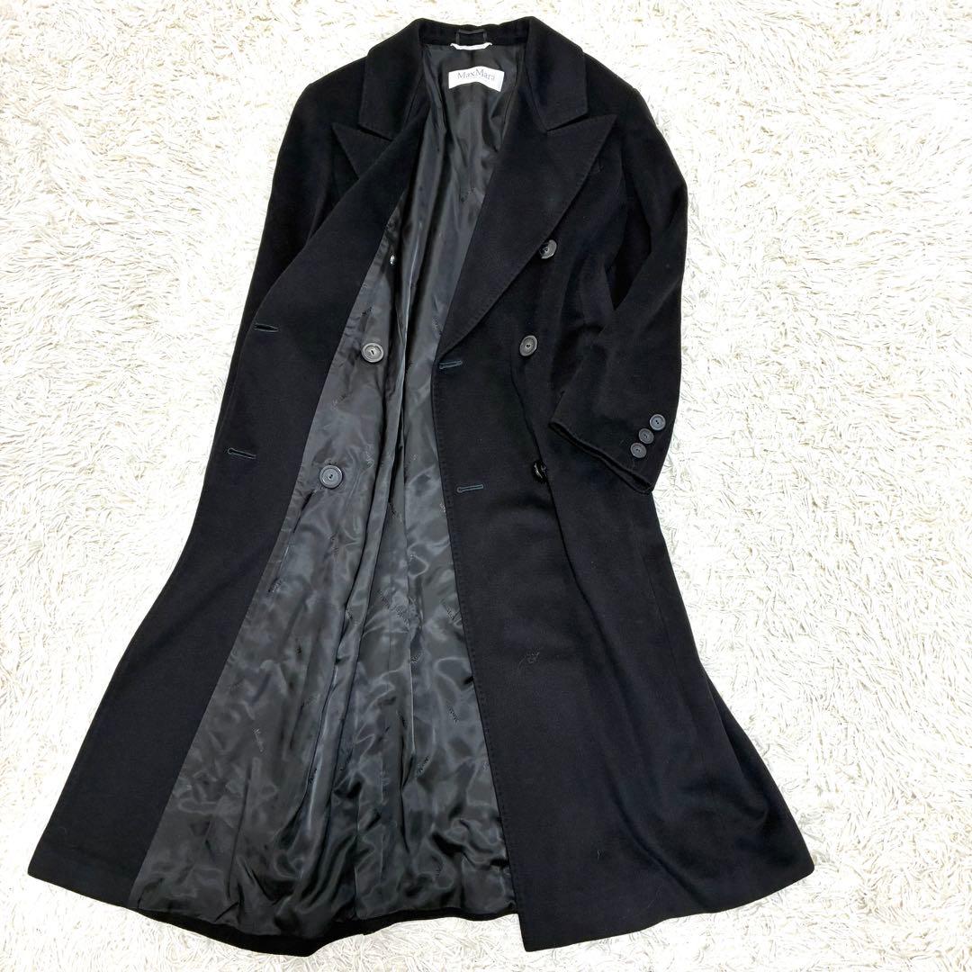 美品・最高級 マックスマーラ ロングコート カシミヤ100% レディース L 黒