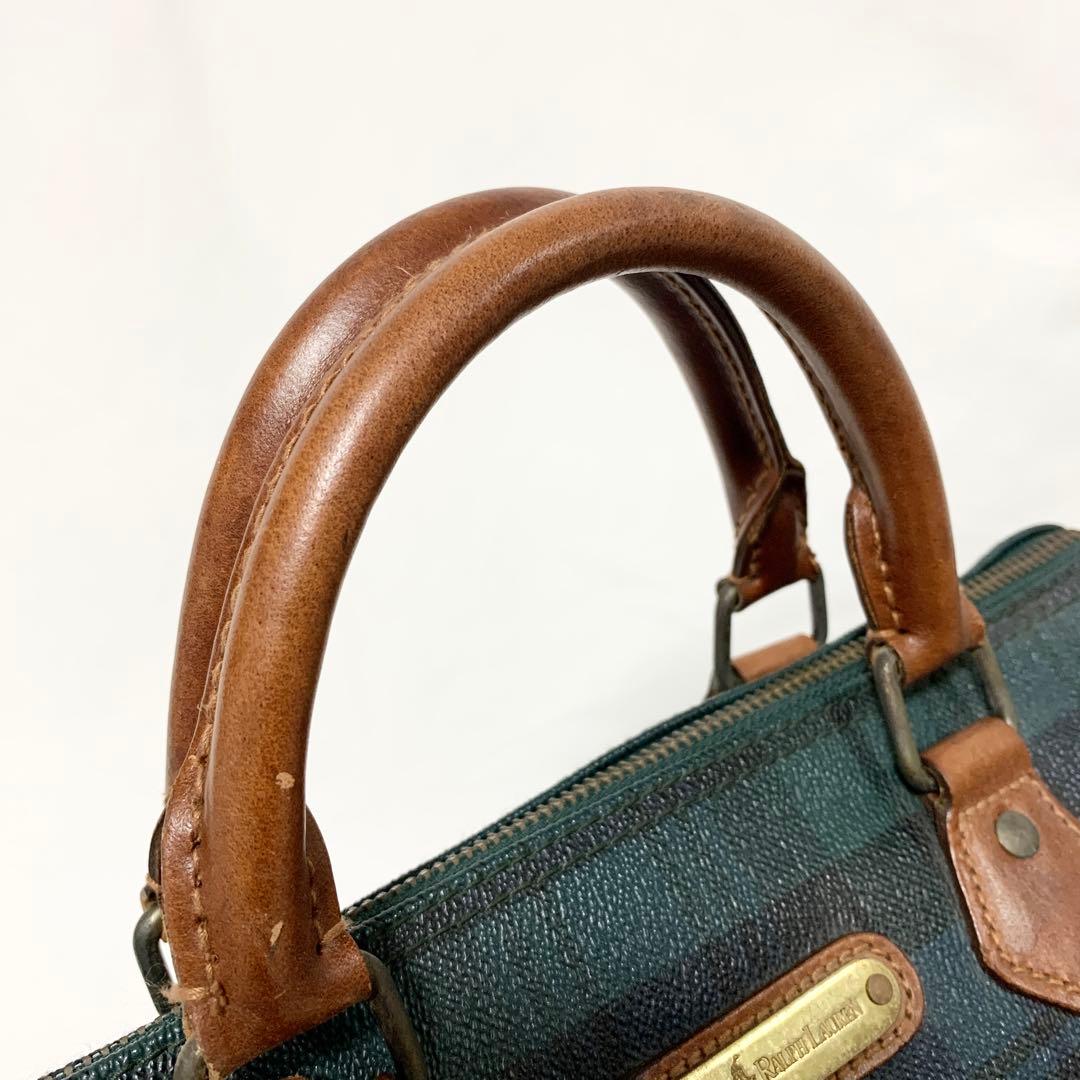 美品✨ ポロラルフローレン　ミニボストンバッグ　タータンチェック　グリーン