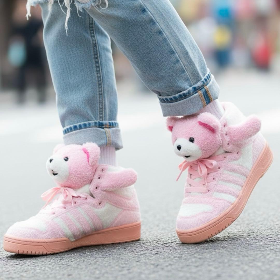 アディダス adidas ジェレミー・スコット ハイカット　クマ　ピンク