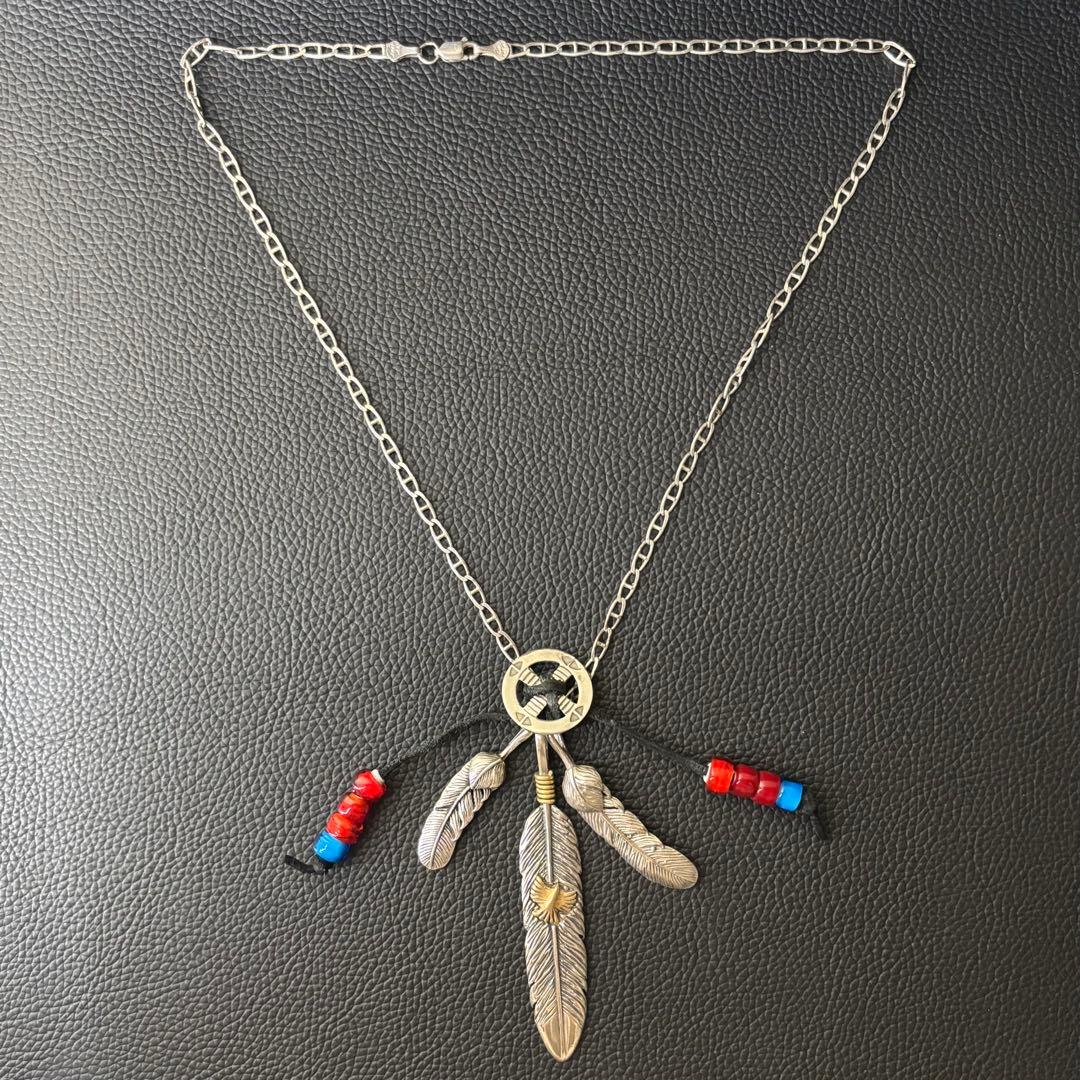 MEXICO シルバー925 3連フェザーネックレス　ヴィンテージ