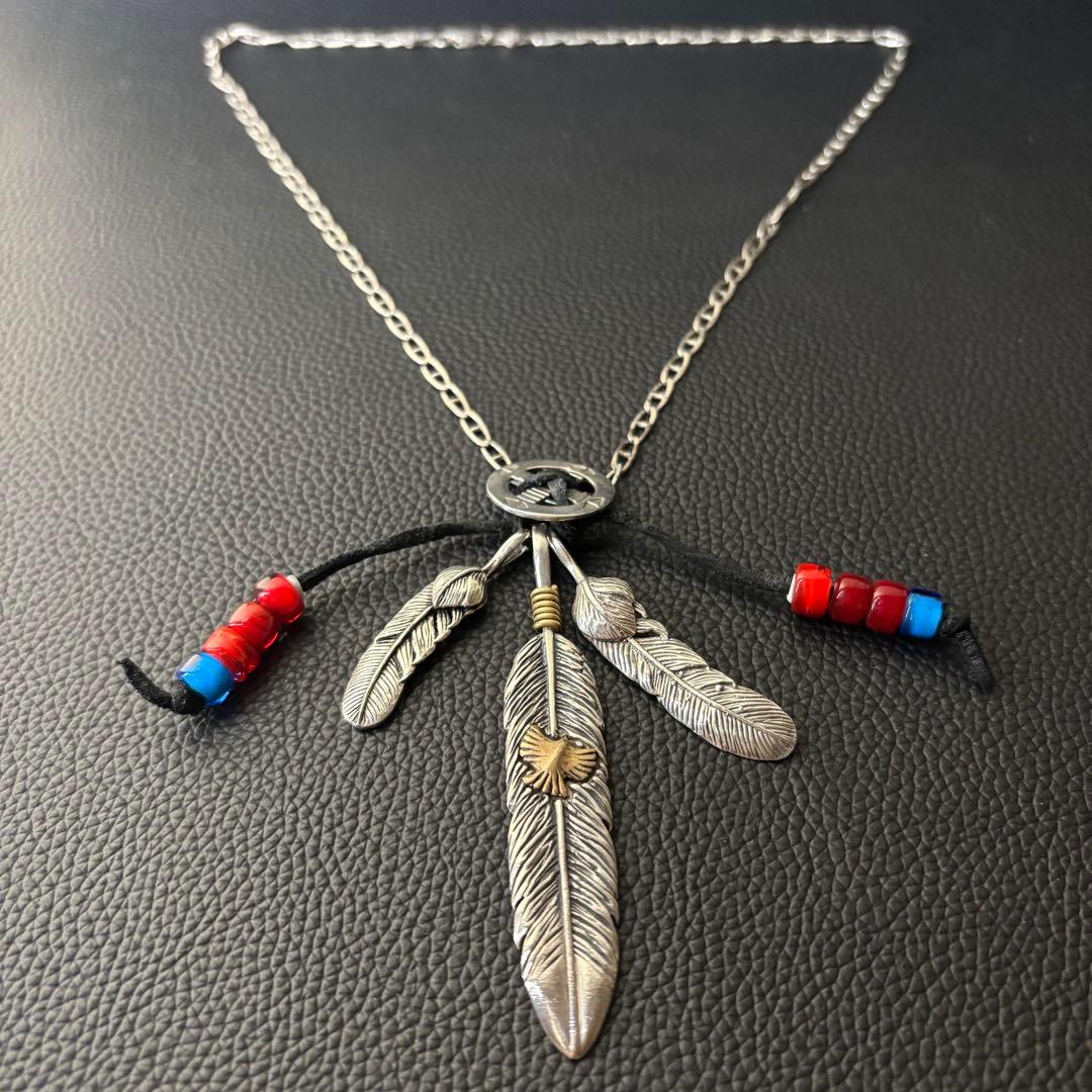MEXICO シルバー925 3連フェザーネックレス　ヴィンテージ