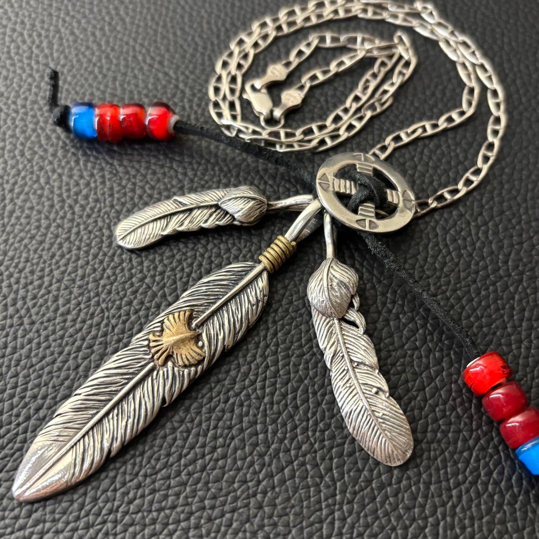MEXICO シルバー925 3連フェザーネックレス　ヴィンテージ