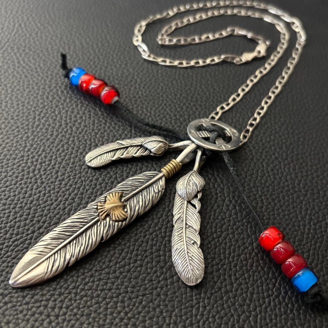 MEXICO シルバー925 3連フェザーネックレス　ヴィンテージ
