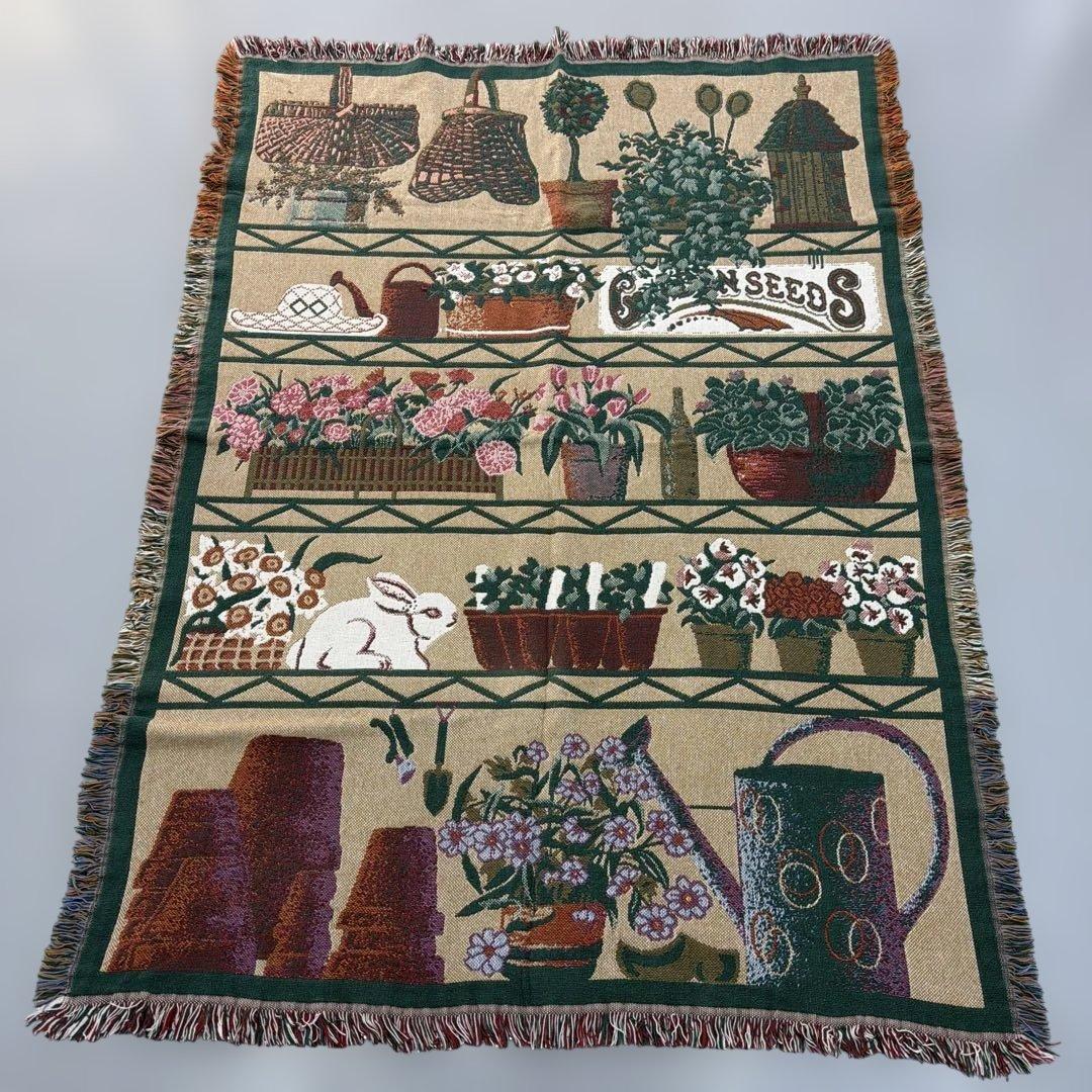 花　花壇　マルチカバー　ソファカバー　ヴィンテージラグ　172x126