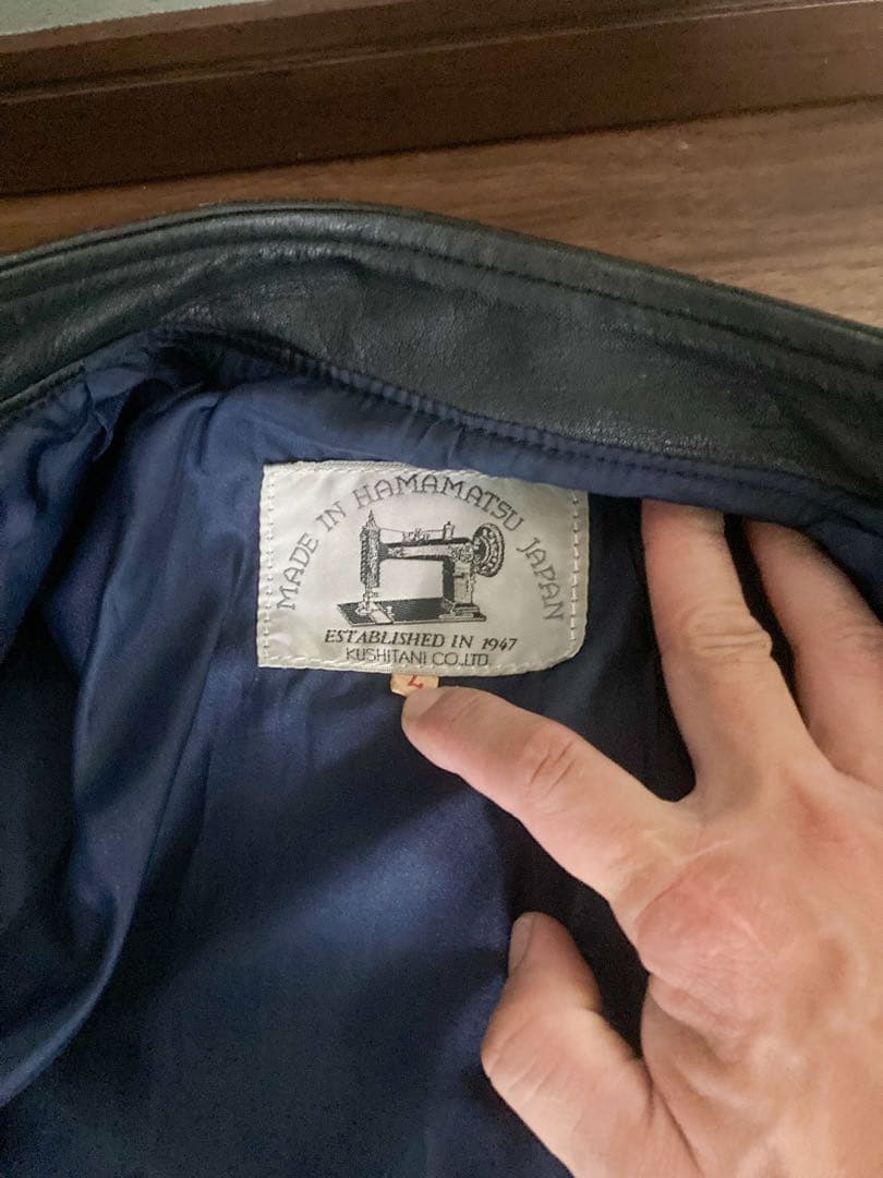 KUSHITANI クシタニ　ビンテージ　ブラック シングルライダースジャケット