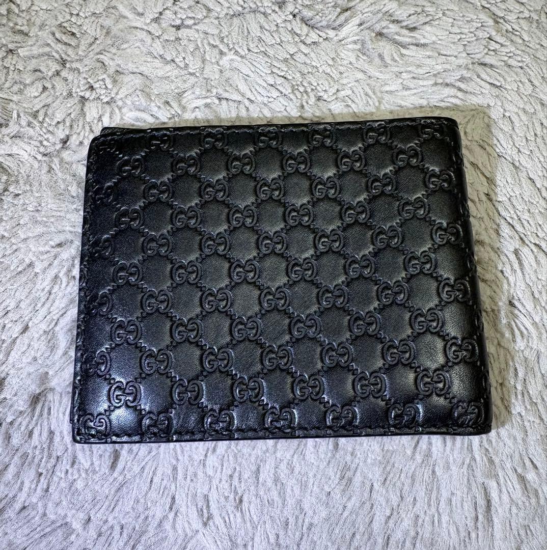 GUCCI 二つ折り財布 ブラック マイクロシマ