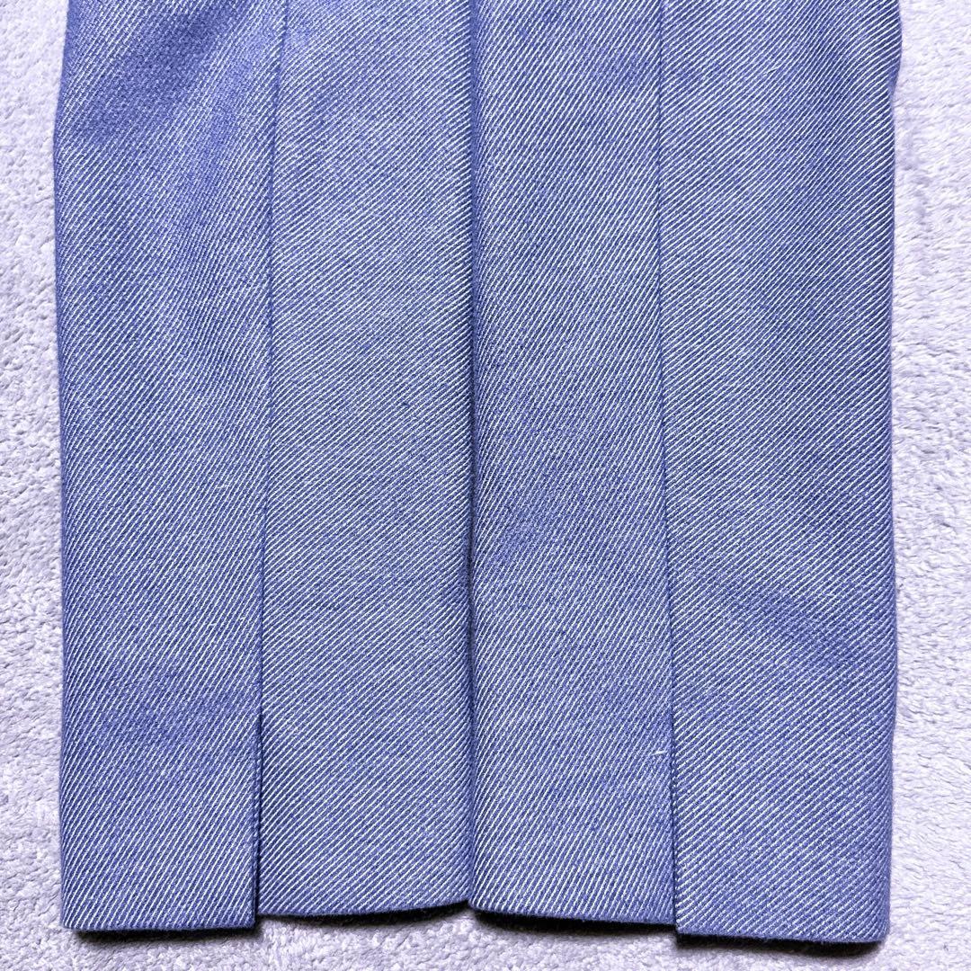 【美品】グリーンレーベルリラクシング パンツスーツ ノーカラージャケット L 青
