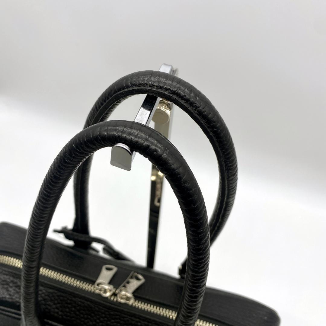 美品 A.D.M.J ミニボストン ハンドバッグ レザー レディース ブラック