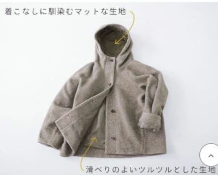 hiyutaです。ブークレ フードショートコート