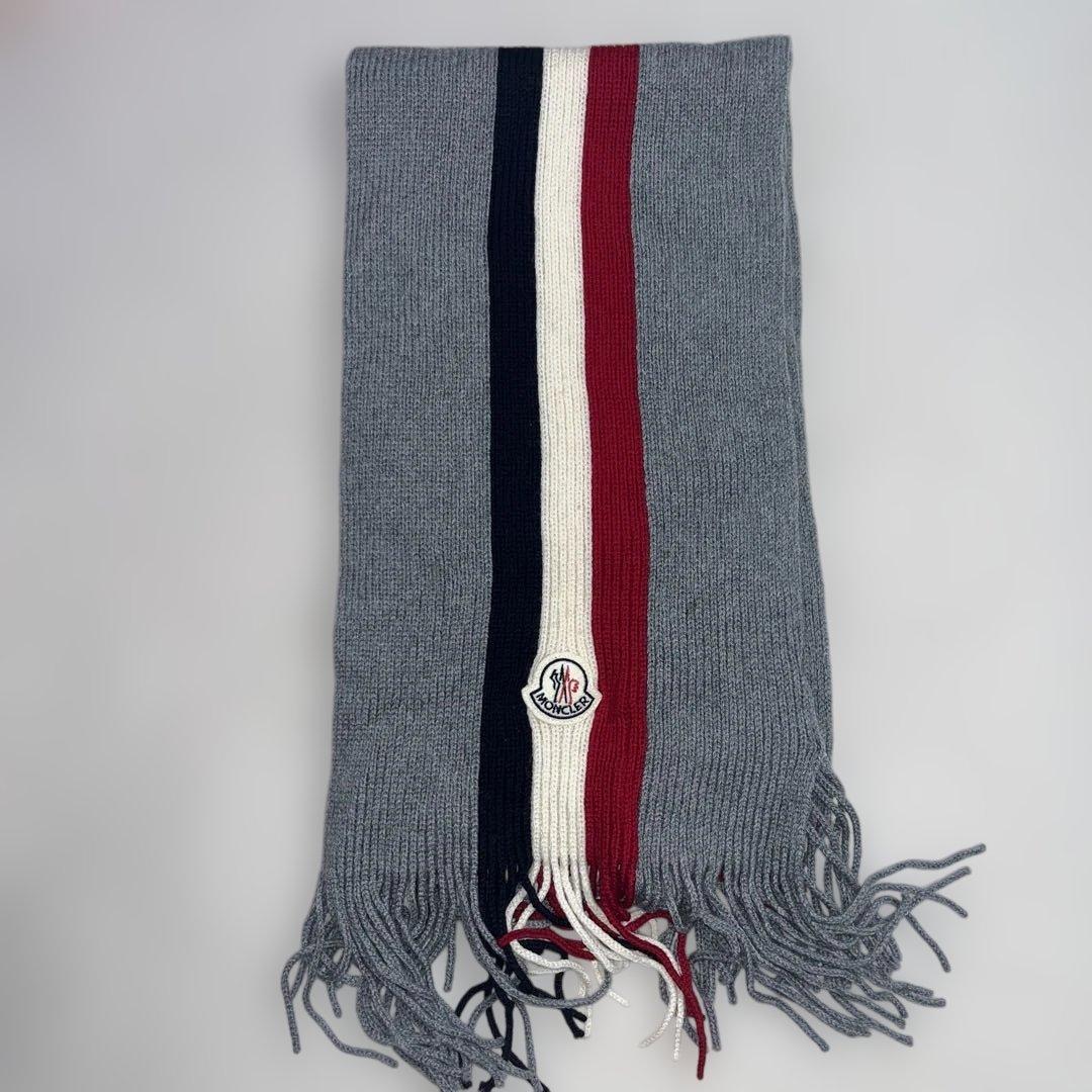 MONCLER ストライプマフラー グレー