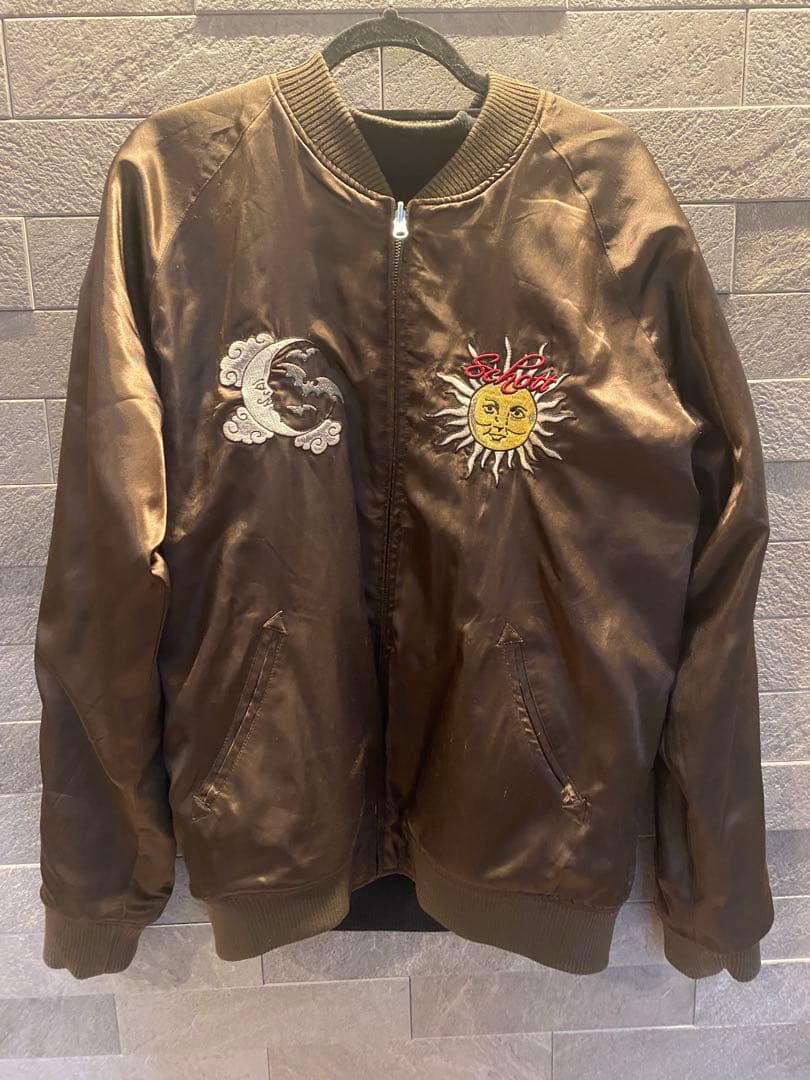 【美品】Schott リバーシブル ベロア スカジャン スカル 刺繍 ジャケット