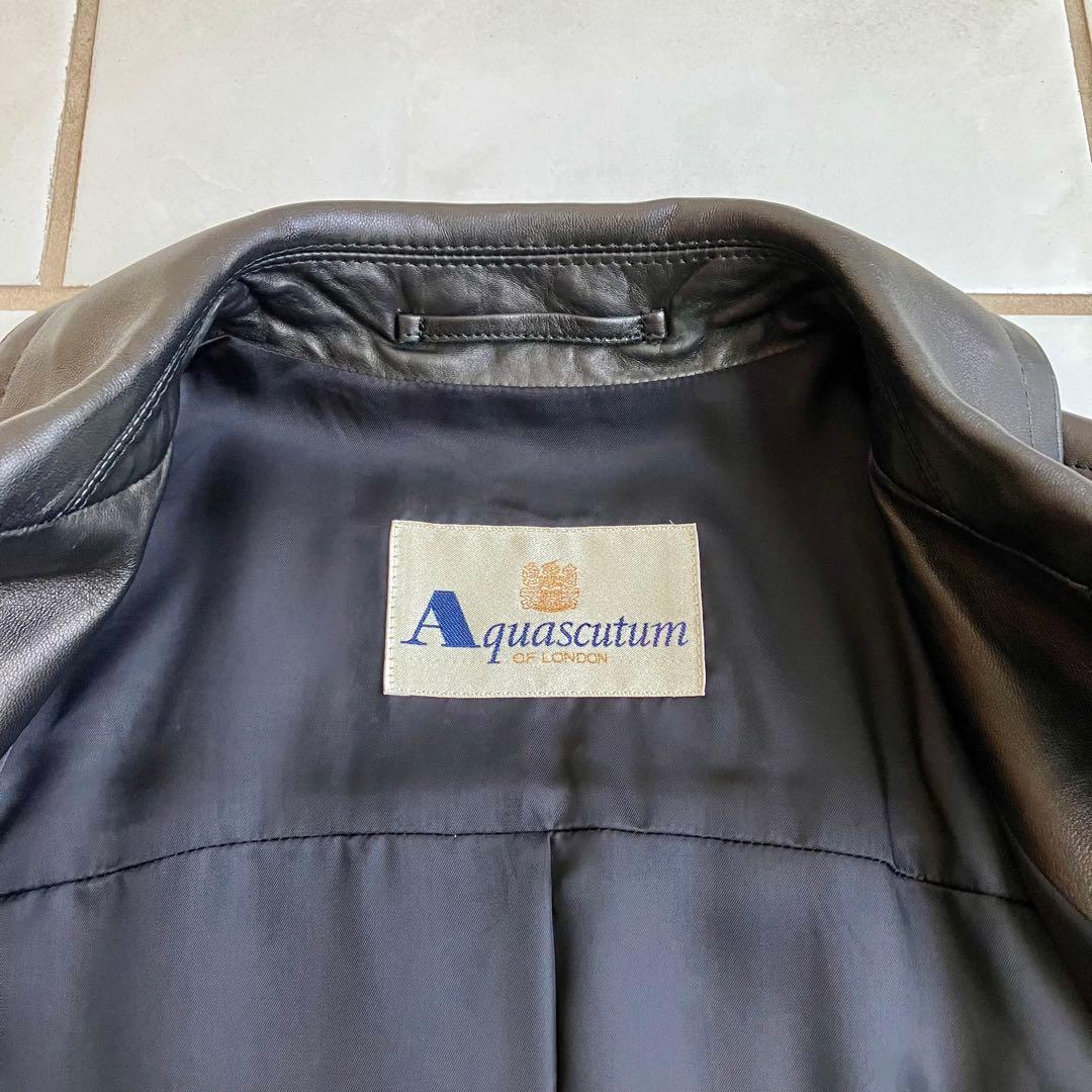 美品！Aquascutum　ラムレザーショートコート　ベルト付き　ブラック