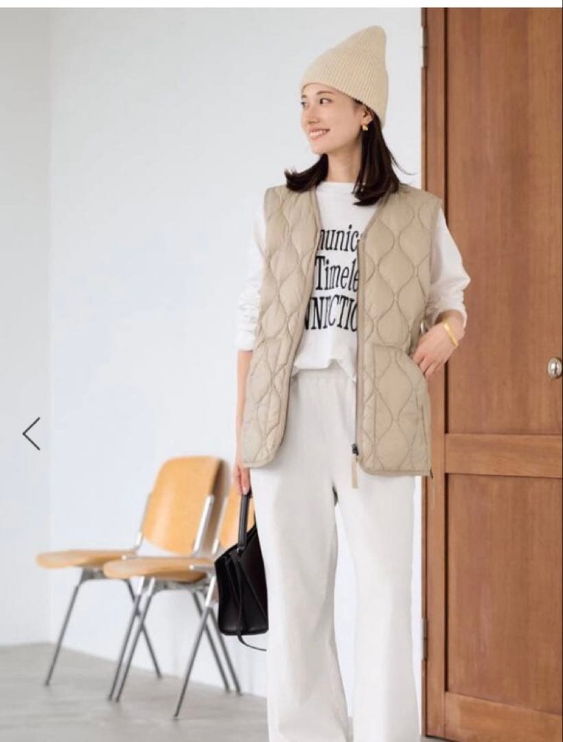 美品TAION タイオン MILITARY V NECK WZIPダウンベスト