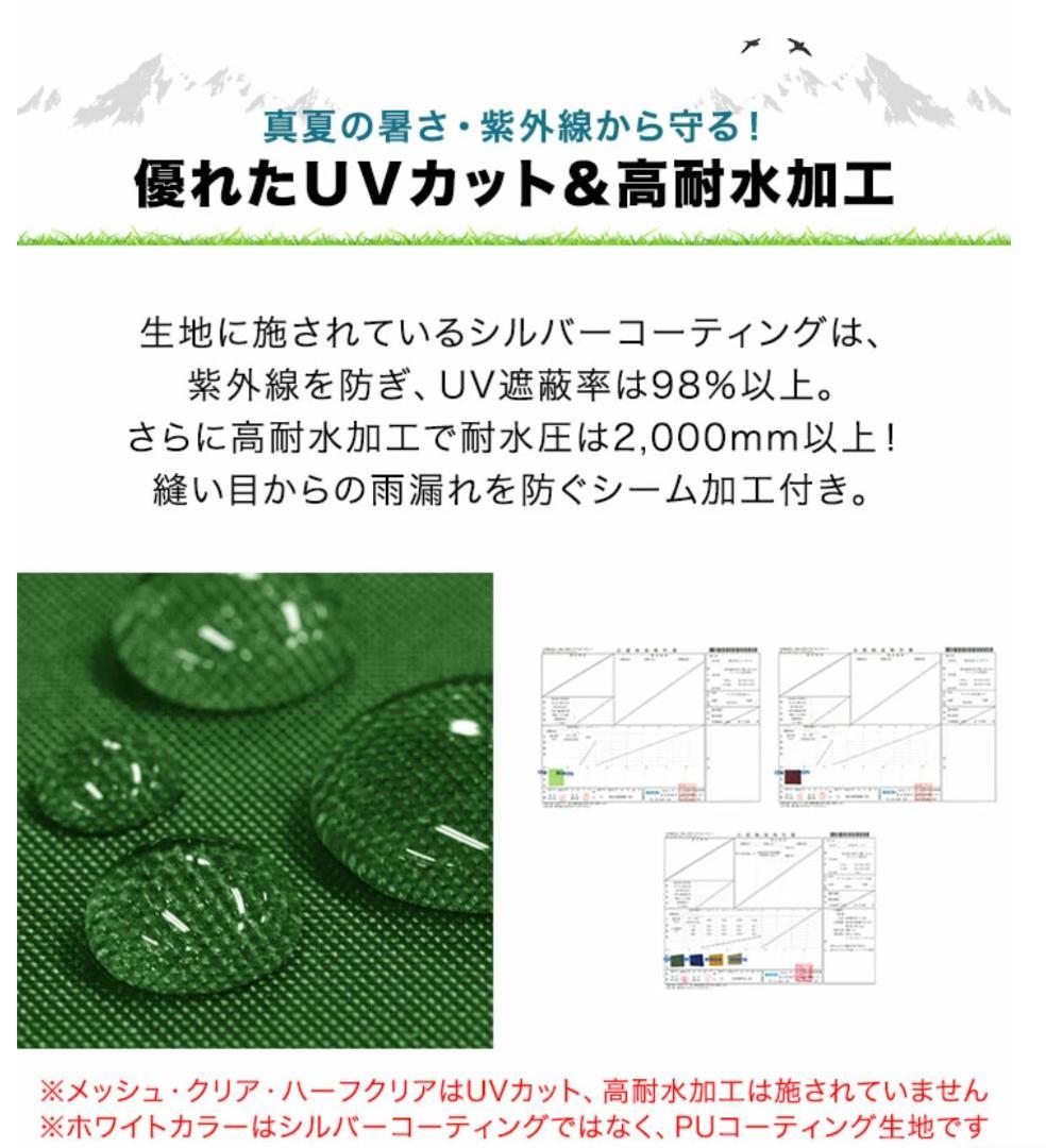 【サイドシート2枚+補強パーツ付】2.5mワンタッチタープテント フィールドア