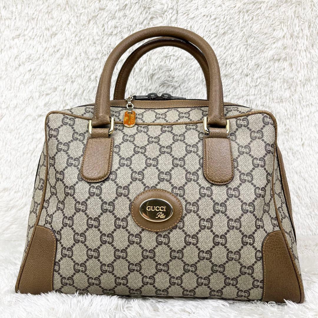 【美品】オールドグッチ グッチプラス GGスプリーム ロゴ金具 ボストンバッグ