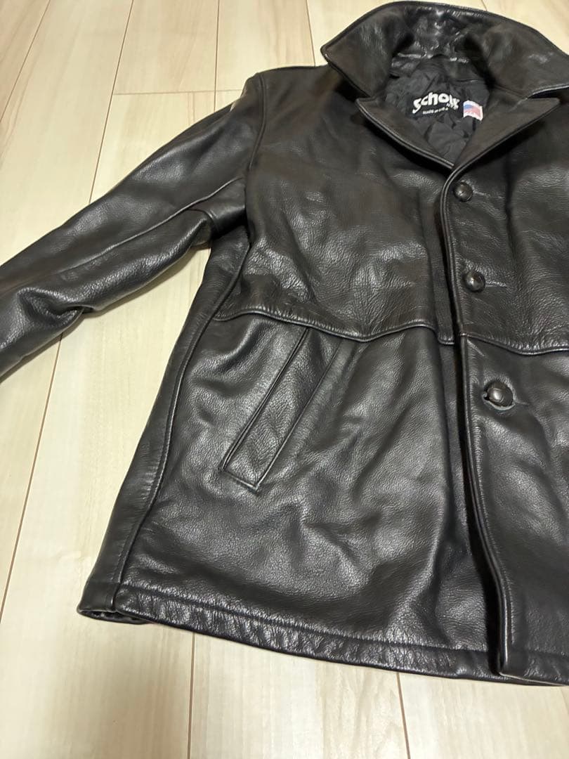米国製 Schott レザージャケット 黒 44 カーコート ライナー付 573