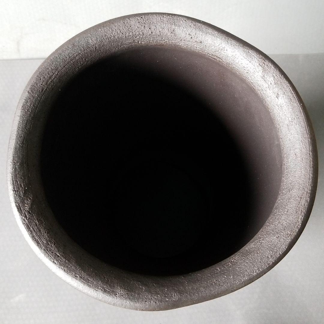 信楽焼 傘立て 黒地絵付 高さ４７cm
